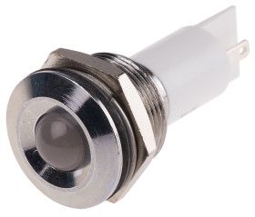 Lampka kontrolna do montażu panelowego 24V ac/dc, biała 19mm LED Chrom Końcówka lutownicza RS PRO