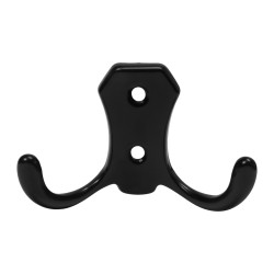 Wieszak podwójny ścienny - czarny - 45mm - Haczyk metalowy na ubrania