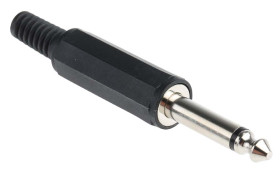 Złącze Jack 6,35 mm Męski Mono Montaż na kablu Czarny