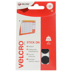 VELCRO&#xAE; Brand VEL-EC60228 Stick On Coins 16mm x 16 Sets - Black