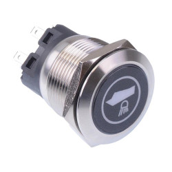Boat Light (Mirrored)' Blue LED Momentary 22mm Vandal Push Button Switch SPDT 12V