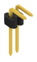 Pin header, 2 pole, pitch 1.27 mm, angled, black, 10060981