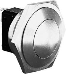 Vandal-proof pushbutton, 1 pole, silver, unlit , 5 A/250 V, mounting Ø 25.8 mm, IP66, MP0027/3