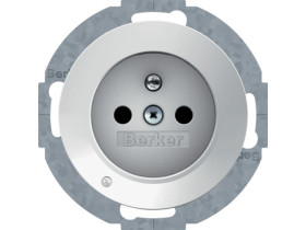 BERKER R.1/R.3 Gniazdo z uziemieniem z podświetleniem orientacyjnym LED biały 6765102089 HAGER