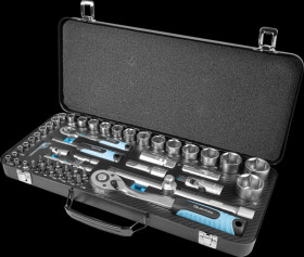Q25010 Socket wrench set, multi, 1/4" + 1/2", 56-piece