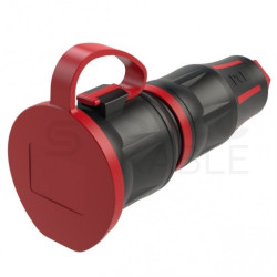 Gniazdo prądowe gumowe z klapką [2P+Z] 16A 230V przenośne IP54 TOPTAURUS2 PCE na kabel czarne