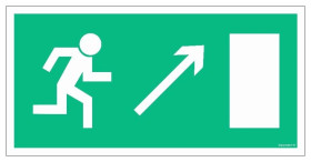 ZNAK - AC015 Wyjście ewakuacyjne w prawo w górę 20 x 10 cm PS - Płyta 1mm foto.