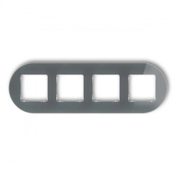 ICON Ramka uniwersalna poczwórna okrągła - efekt szkła (ramka: grafitowa spód: biały) 28-0-IRSO-4