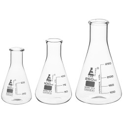 EISCO CH196031 Premium Erlenmeyer Flask Set, N Neck, Borosilicate 3.3 Glass