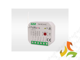 Sieciowy nadajnik zdalnego sterowania F&Wave 230V do puszki podtynkowej z wejściami sterowania lokalnego i centralnego ON/Off FW