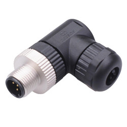 5 Way M12 Right Angle Male Industrial Circular Connector IP67 4A 60V