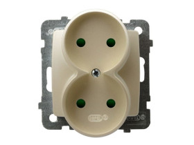 KARO Gniazdo podwójne bez uziemienia do ramki z przesłonami IP-20 zaciski gwintowe ecru perłowy GP-2SRP/m/42 OSPEL