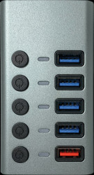 CH 10 L USB 3.0 5 port hub, 4x data, 1x power, aluminum