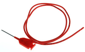 Zacisk testowy mini, Czerwony, Mosiądz, stal