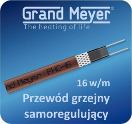 Kabel grzejny samoregulujący ekranowany GRAND MEYER PHC-16, 16W/m