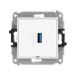 ICON Mechamizm gniazda pojedynczego USB A-A 3.0, bez pola opisowego biały IGUSBBO-5