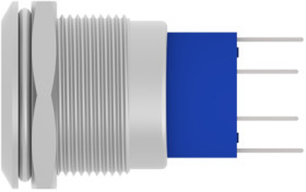 Vandal-proof pushbutton, 2 pole, silver, illuminated  (red/blue), 3 A/250 VAC, mounting Ø 19.2 mm, IP67, 1-2316531-5