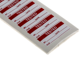 Etykieta samoprzylepna z nadrukiem tekst Tested 140 szt. RS PRO Klej