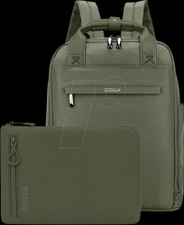 Laptop backpack 15.6 with sleeve 13 as a set in green