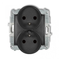 MINI Gniazdo podwójne z/u z przesłonami grafitowe 11MGPR-2zp