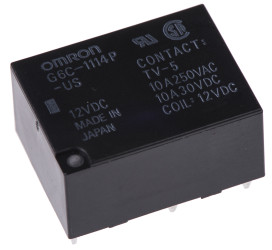 Przekaźnik mocy 12V dc SPST Omron, montaż PCB 720Ω Otwór przezierny