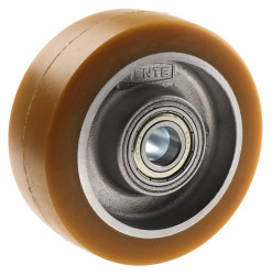 Kółko do wózka, Lite, Poliuretan, Żółty, obc.: 600kg, śred.: 100mm, szer.: 40mm