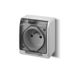 Gniazdo pojedyncze z/u natynkowe IP44 białe dymne 0321-01 Hermes Elektro-Plast