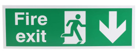 Znak wyjścia, Tworzywo sztuczne, Zielony/biały, Fire Exit, Angielski, Opis: WYJŚCIE POŻAROWE