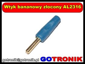 Wtyk bananowy złocony AL2316 niebieski