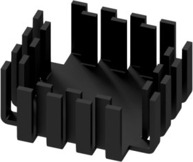 Finger shaped heatsink, (L x W x H) 42 x 42 x 17 mm, 6.8 K/W, black anodized, 10034983