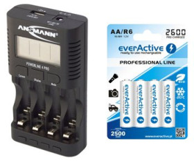 ładowarka Ansmann Powerline 4 PRO + 4 x R6/AA everActive 2600
