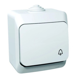 Cedar Plus ,Przycisk, hermetyczny ,dzwonek, 16A IP44 biały WDE000512