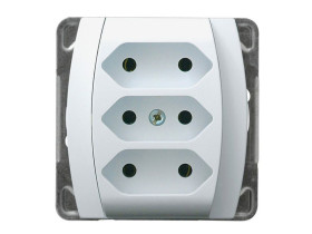 GAZELA Gniazdo potrójne bez uziemienia EURO biały GP-3J/m/00 OSPEL