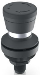 Mushroom pushbutton, rotary release, unlit, latching, 2 Form B (N/C), waistband round, black, front ring black, mounting Ø 30.3