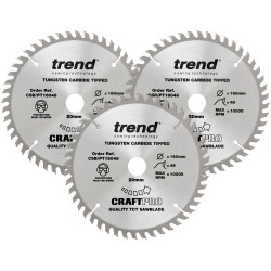 Trend CSB/PT160/3PK CraftPro Panel Trim Saw Blade 160 x 20mm x 48T (Pack 3)