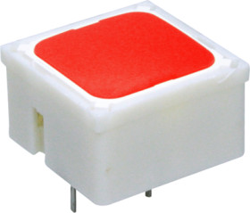Short-stroke pushbutton, 1 Form A (N/O), 250 mA/35 V AC/DC, illuminated, actuator (red, L 0.7 mm), 2.9 N, THT, 3.14.200.021/0000