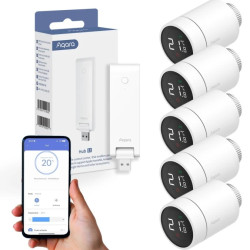 5x Głowica termostatyczna E1 + Centrala Sterująca Hub E1 termostat + bramka, Zigbee 3.0 Zestaw Aqara