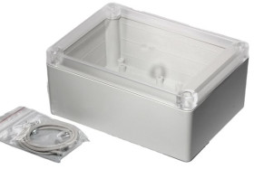 Obudowa ogólnego użytku ABS szerokość zew. 105 mm długość zew. 145 mm wys. zew. 60 mm Hammond IP65 Jasnoszary