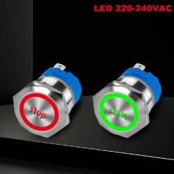 Włącznik hermetyczny START i STOP 250V 3A monostabilny 22 mm LED 230V