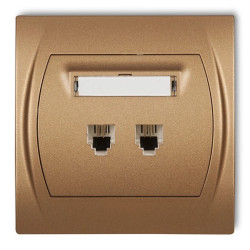 LOGO Gniazdo telefoniczne podwójne 2xRJ11, 4-stykowy złoty metalik 8LGT-2