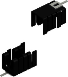 Clip-on heatsink, (L x W x H) 25.4 x 14.5 x 13.51 mm, 21 K/W, black anodized, 10006514