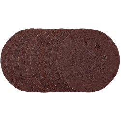 Draper 54755 Punched Sanding Discs, 125mm, Hook &amp; Loop, 80 Grit, (Pack of 10)