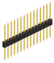 Pin header, 15 pole, pitch 1.27 mm, straight, black, 10059539