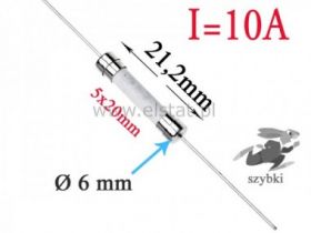 10,0A bezpiecznik ceramiczny do PCB; 5x20mm