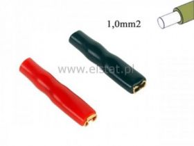 Gniazdo płaskie z koszulką, 2,8; czerwone i czarne