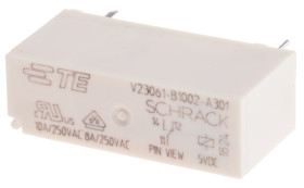 Przekaźnik mocy 5V dc SPDT TE Connectivity 220mW, montaż PCB 118Ω Otwór przezierny