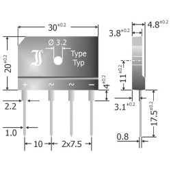 GBI25A Diotec Bridge Rectifier Diode 25A 50V