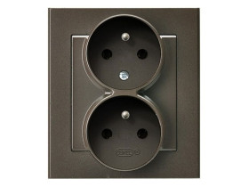 SONATA Gniazdo podwójne bez uziemienia niezmienność faz z ramką czekoladowy metalik GP-2RC/40 OSPEL