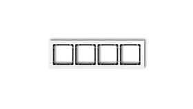 Deco Ramka Poczwórna - Efekt Szkła (Ramka: Biała Spód: Czarny) Biały 0-12-Drs-4