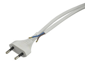 Przewód z wtyczką płaską 2x0,75mm 3m biały